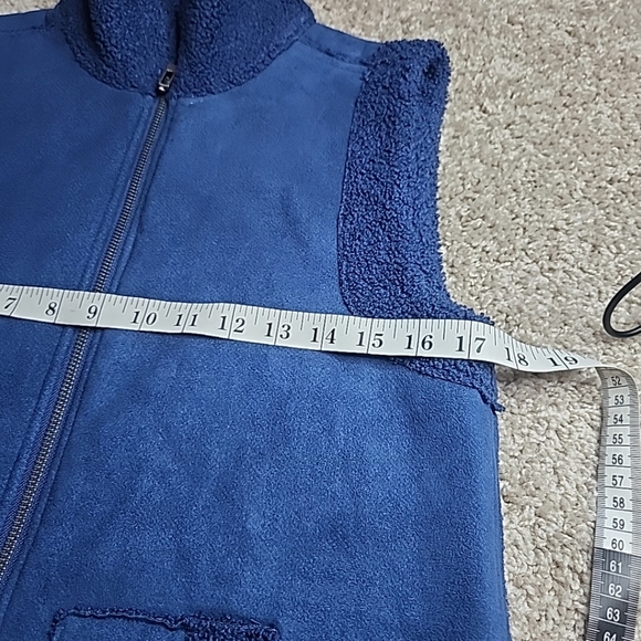Susan Graver Weekend Bonded Sherpa/Faux Suede Jacket Blue XXS - Picture 4 of 8